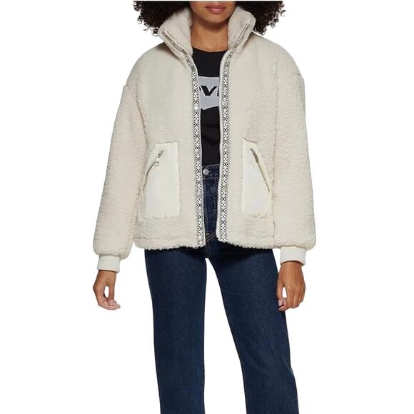 Levi's Women's Sherpa Fleece Teddy Jacket, Size XL, New with Tag MSRP $120 - Picture 1 of 14